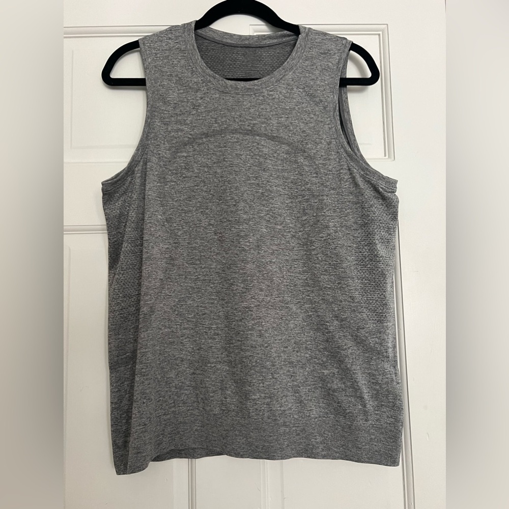 Lululemon Breathe Muscle Tank Top in Slate/White